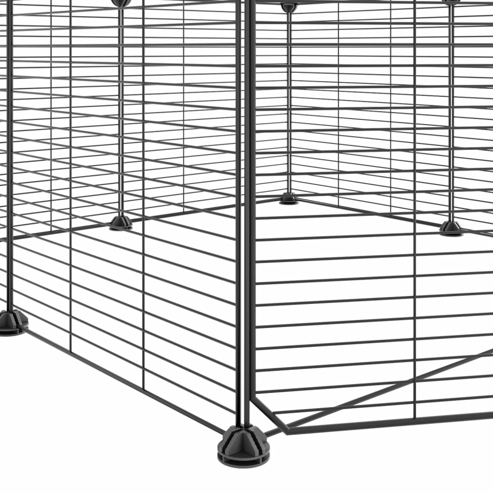 Cage animaux de compagnie à 8 panneaux et porte noir 35x35 cm