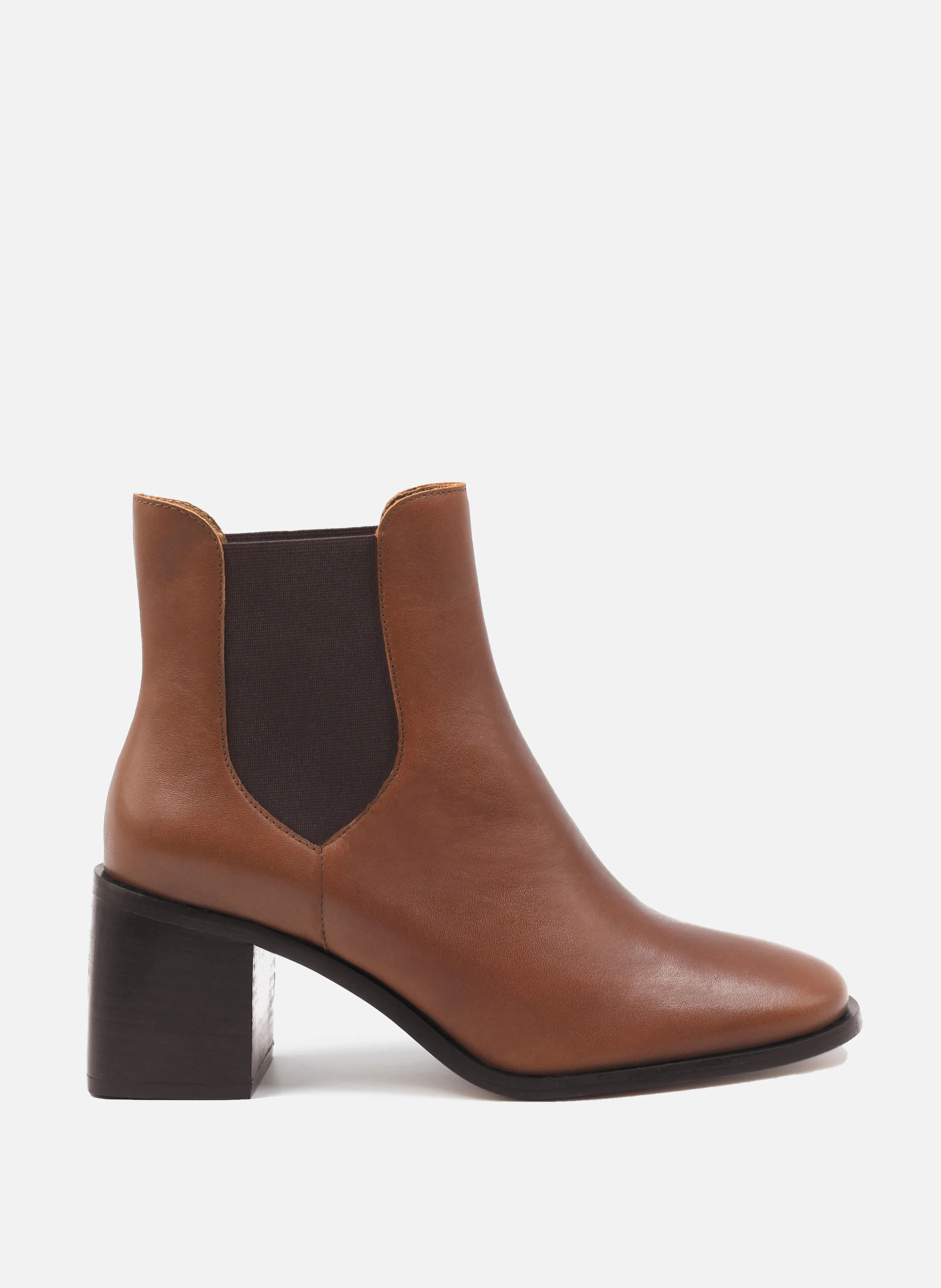 Bottines chelsea talon cuir lisse | Marron