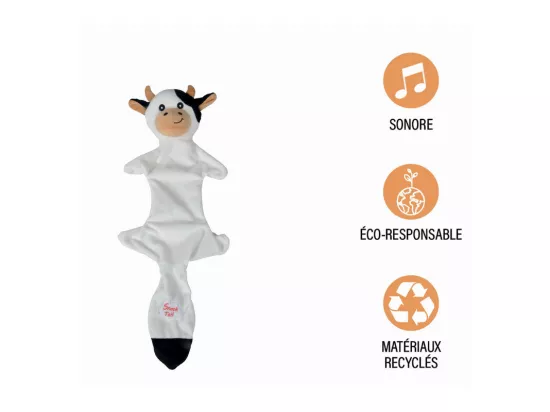 Jouet peluche Vache avec poche à friandises - Blanc - L 45 x l 18,5 cm