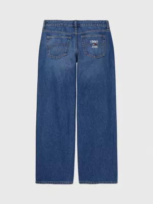 Calça jeans folgada de cintura baixa adaptável
