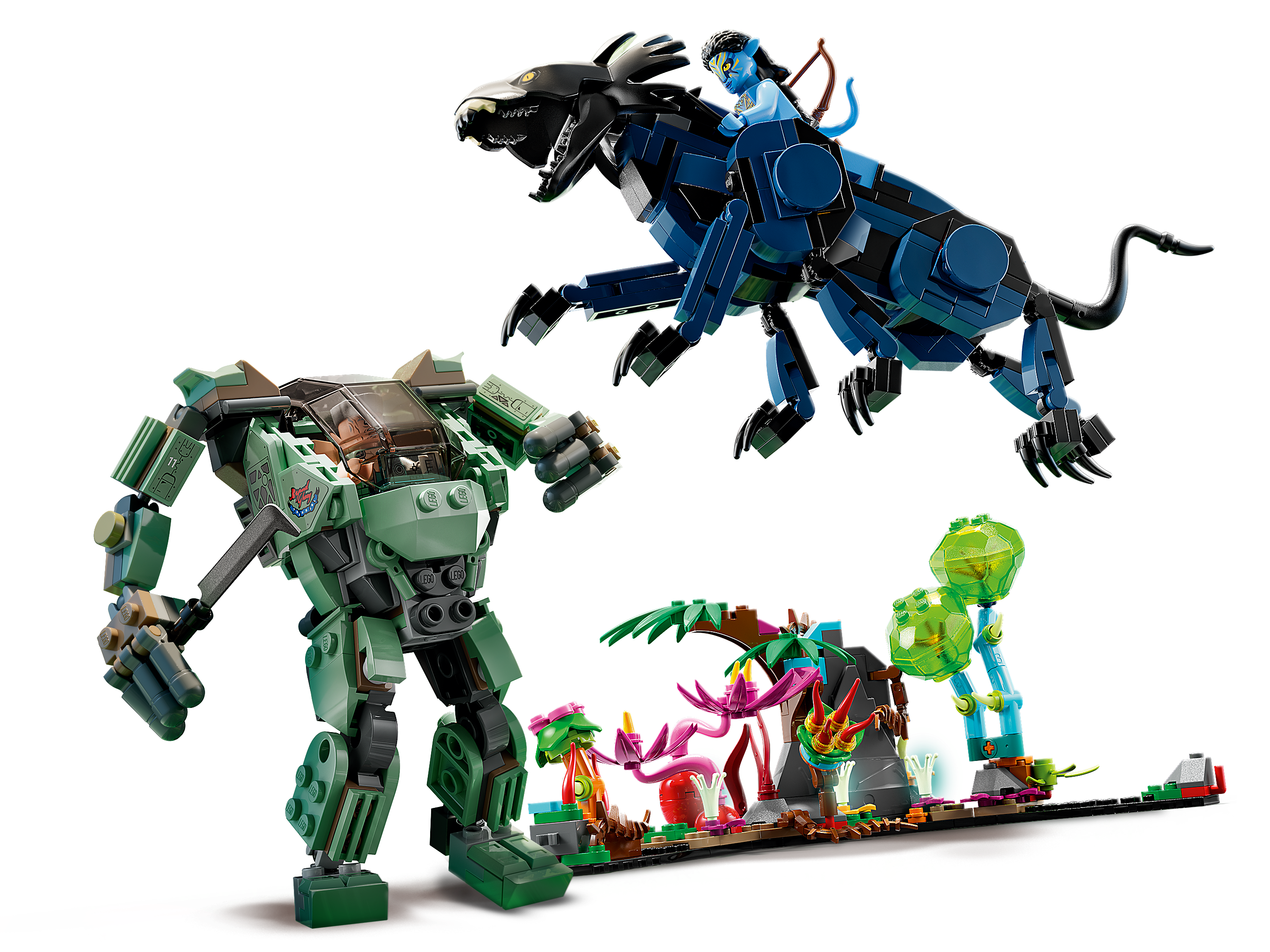 Neytiri e o Thanator contra Quaritch no exoesqueleto AMP 75571