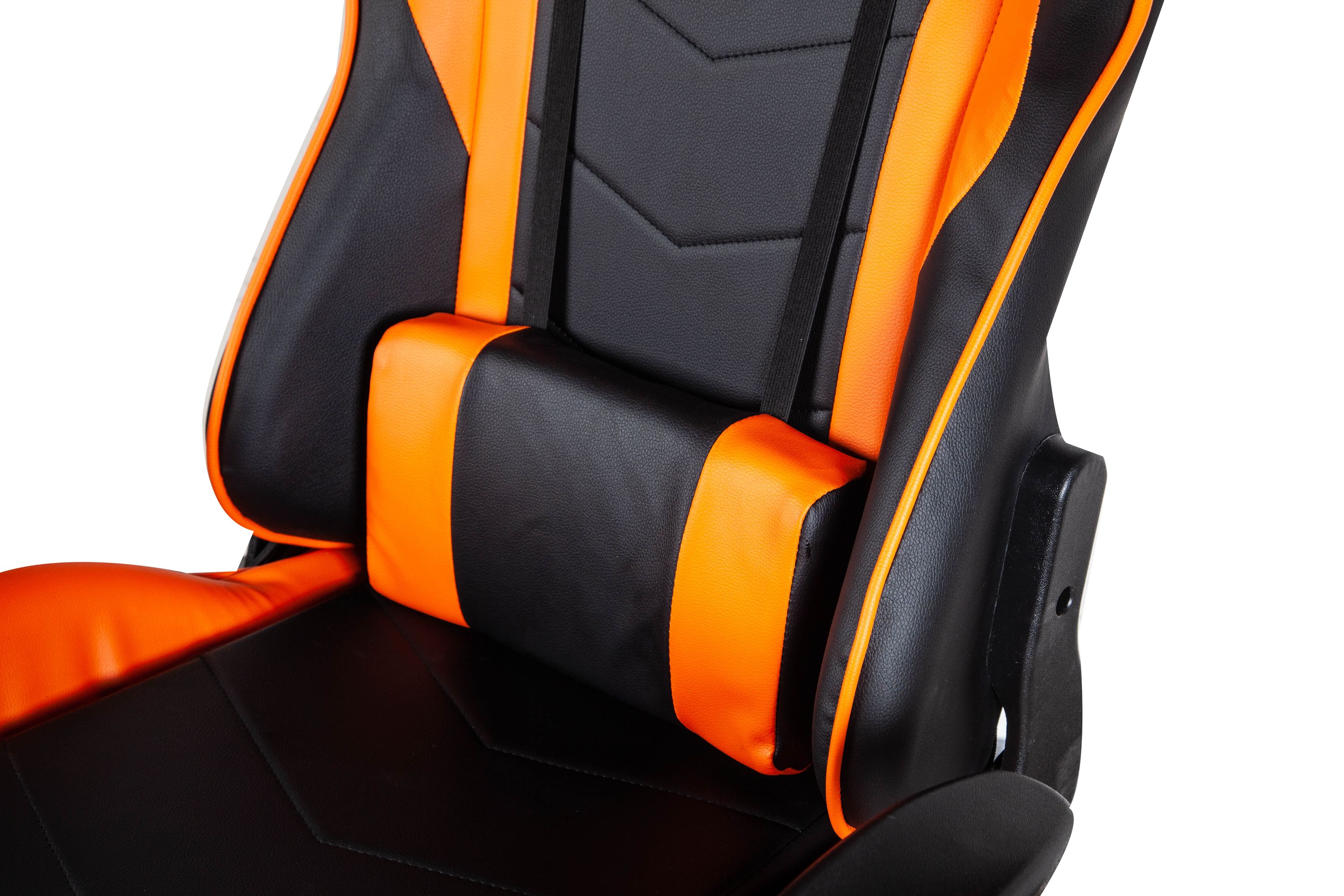 Gamingstuhl Bürostuhl Leder LIMITLESS schwarz/orange