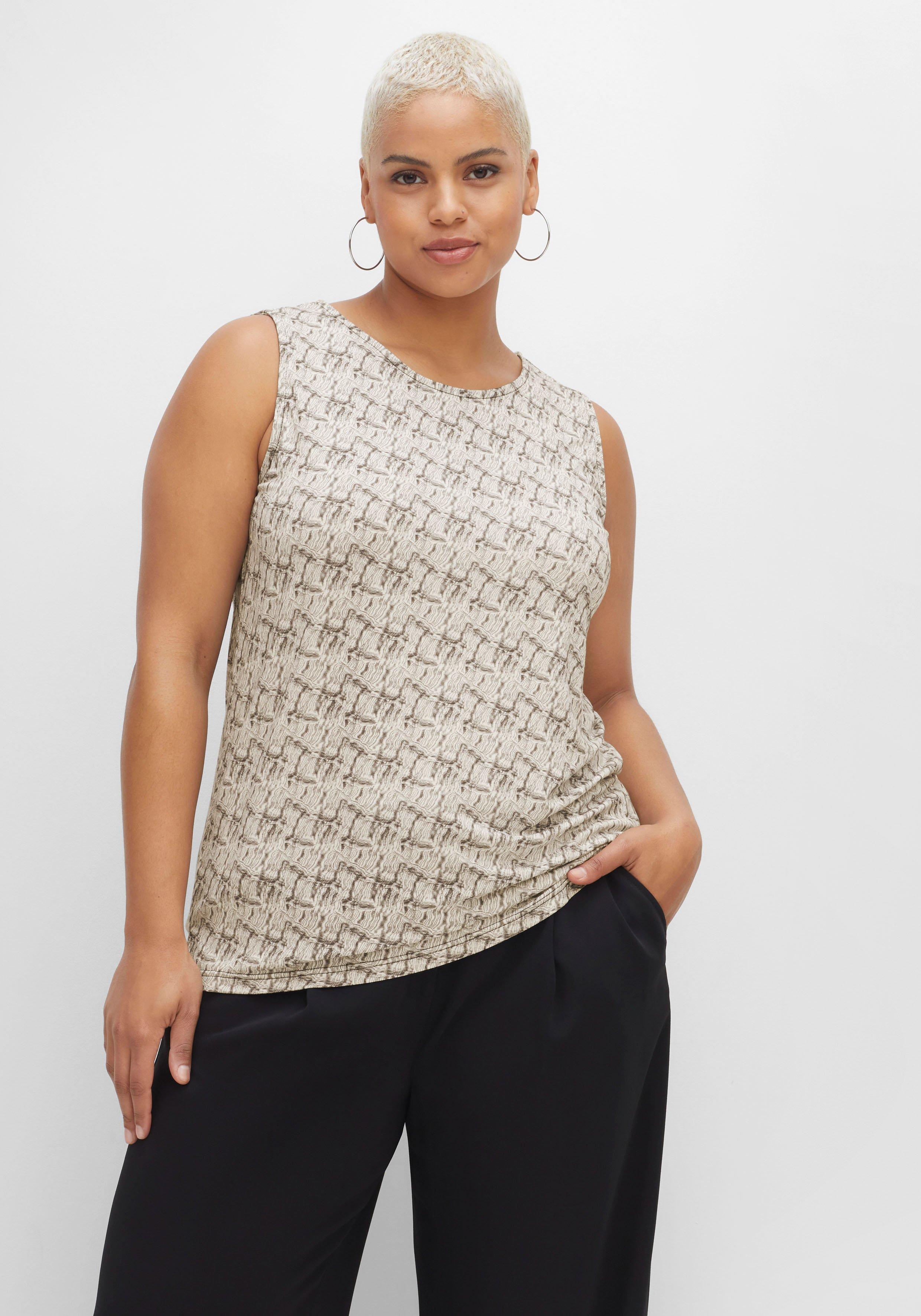 Tanktop mit Alloverdruck und Seitenschlitzen