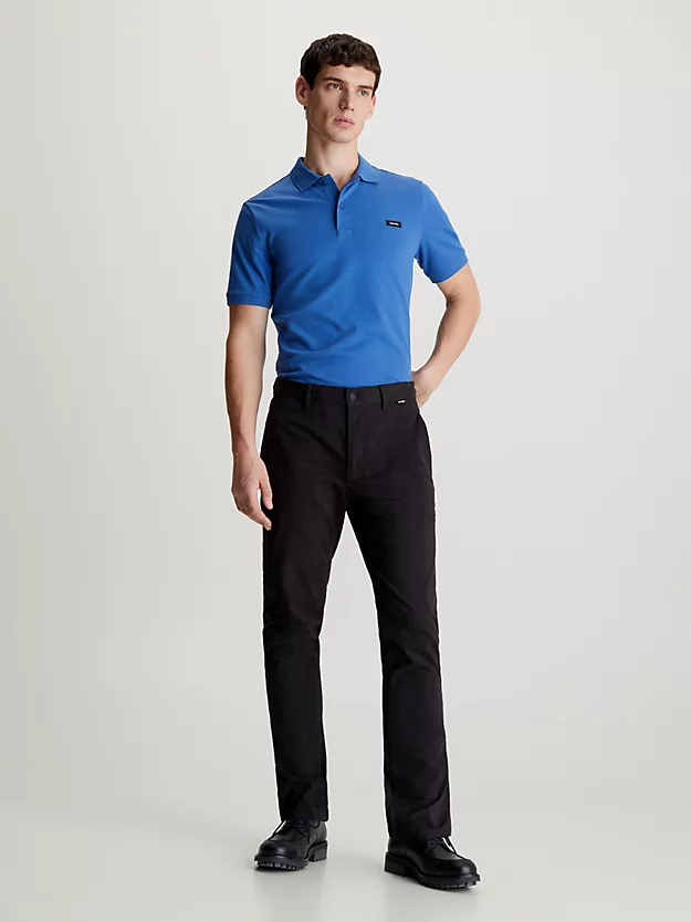 Camisa polo de corte justo com gola elástica em piqué