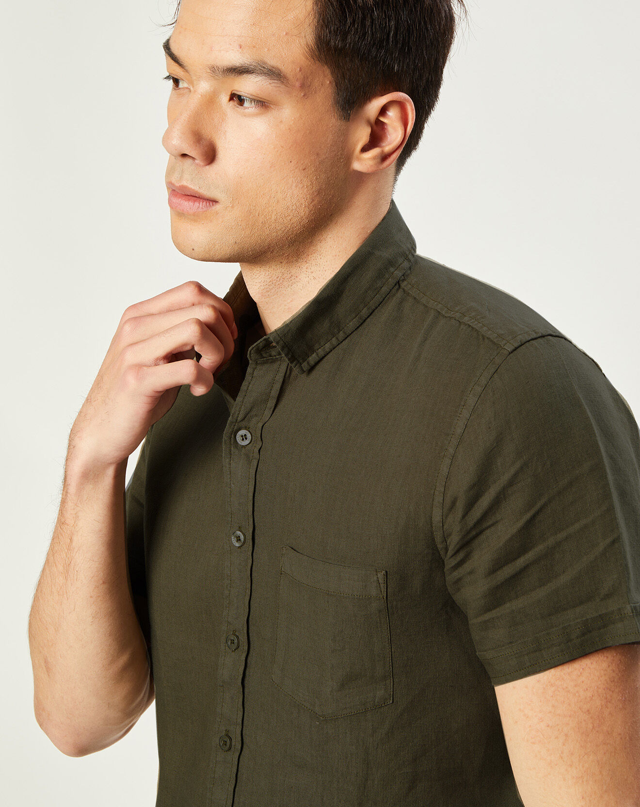 Harris Wilson Chemise 100% Lin Regular Fit Efe2 kaki