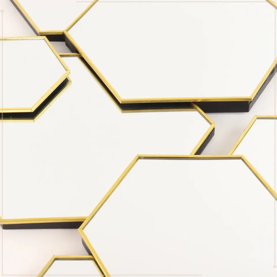 MISOU Spiegel Hexagon Goud 61,5x38cm Spiegels Wandspiegel