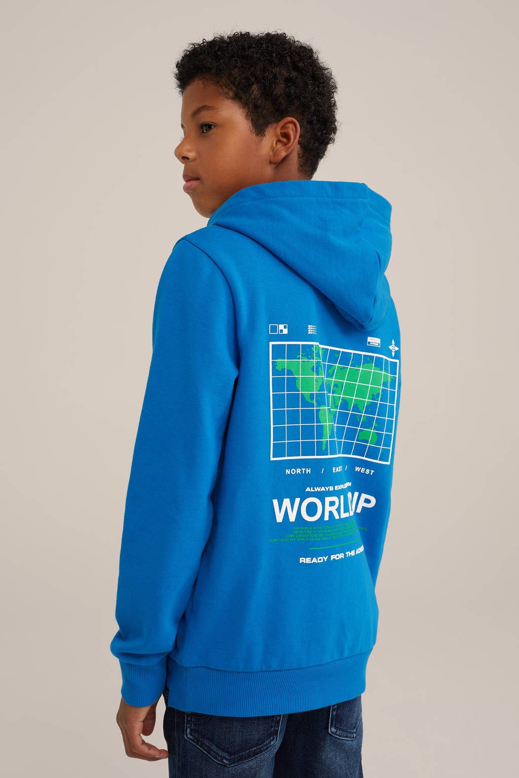 WE Fashion hoodie met backprint blauw