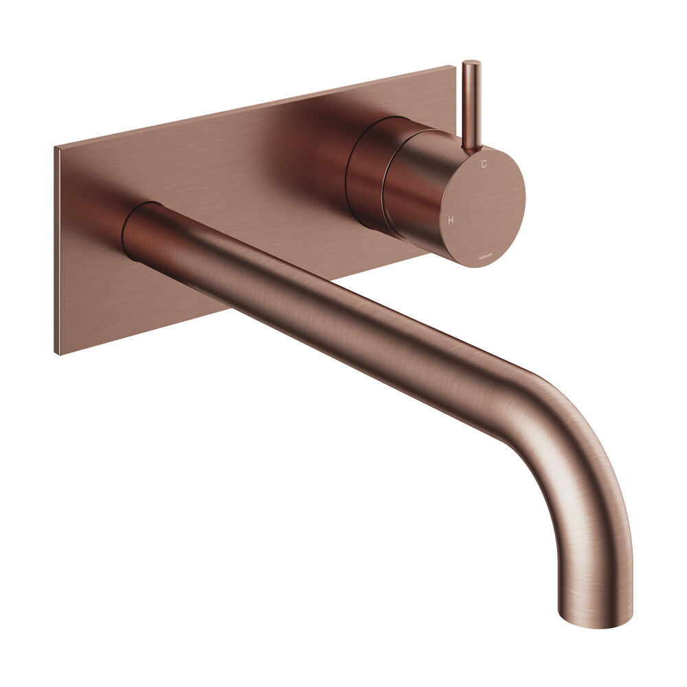Hotbath Cobber inbouw wastafelkraan 25cm met plaat geborsteld koper PVD