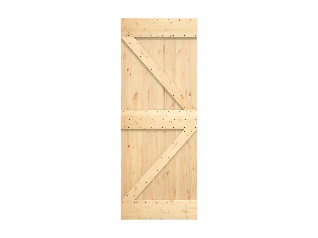 Porte coulissante et kit de quincaillerie 70x210 cm pin massif