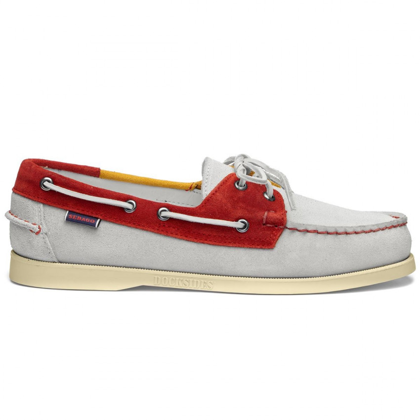 DOCKSIDES PORTLAND JIBFLAGS OFFWHITE RED YELLOW-Docksides Chaussures bateau pour homme tricolore