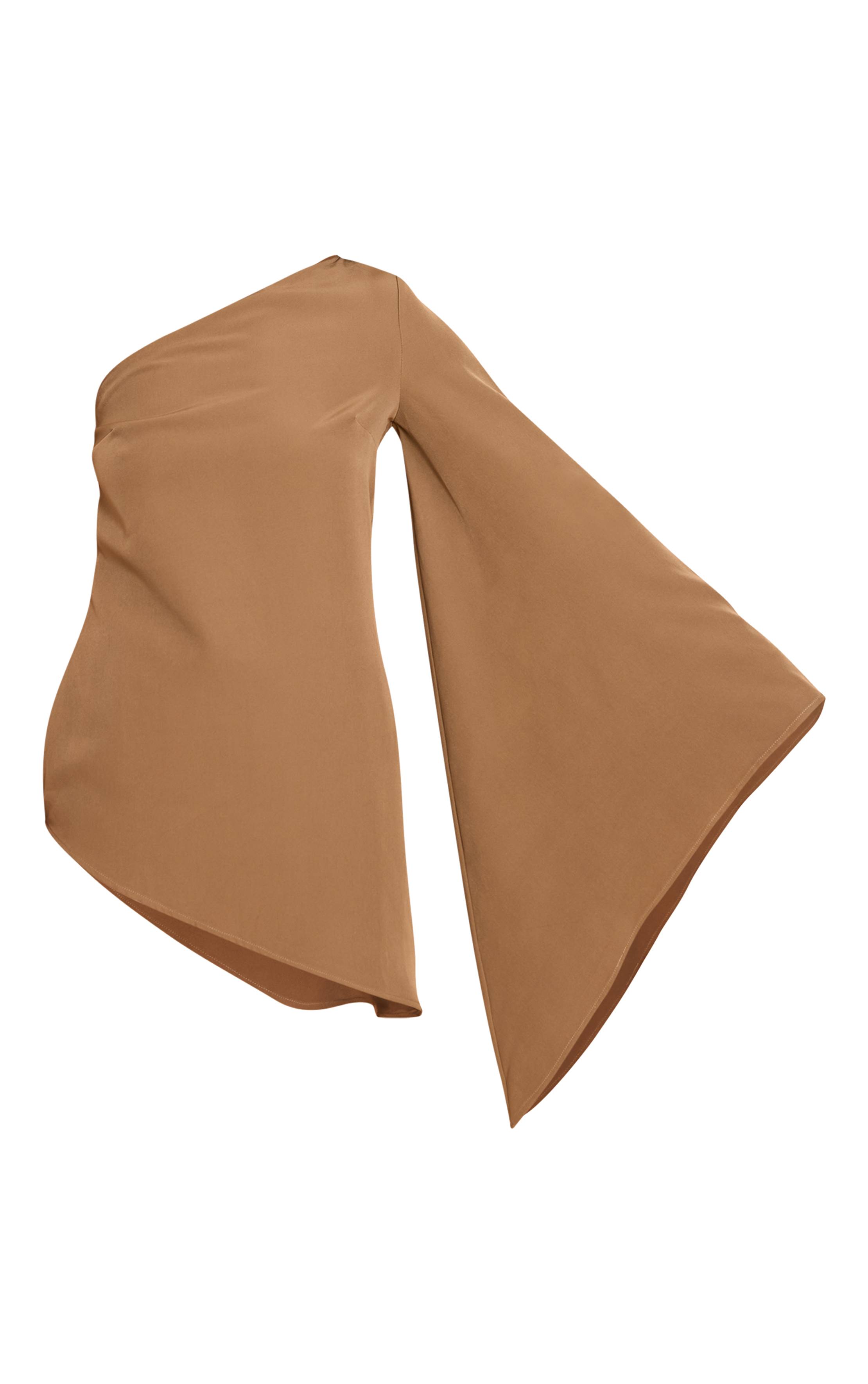 Kaki Haut Long Tissé Asymétrique À Manche Évasée