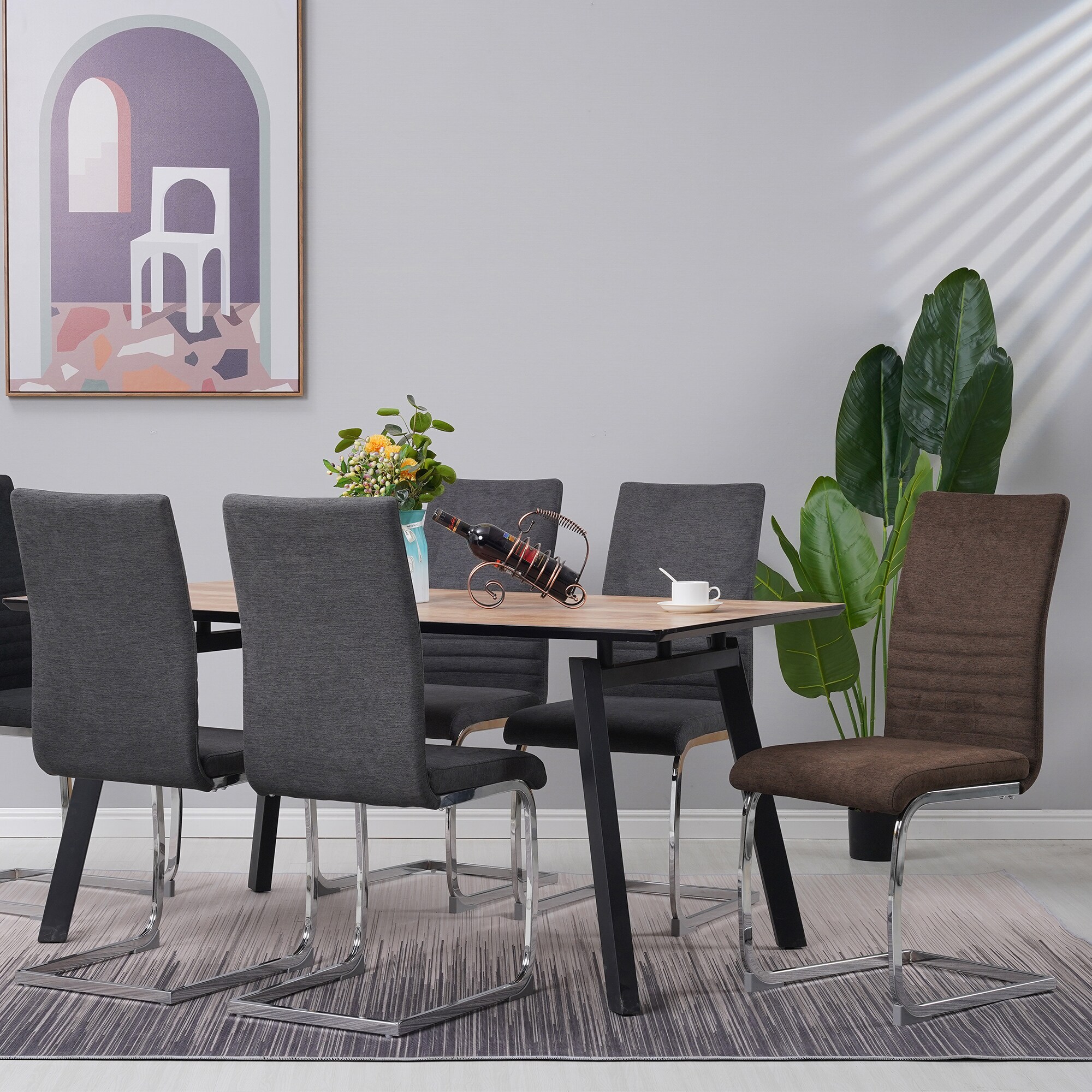 Freischwinger Stühle 4er Set LUGANO, Schwarz - Esszimmerstuhl Schwingstuhl mit modernem Design, Stoff-Bezug, dicke Polsterung - Küchenstuhl, Polsterstuhl, Stuhl Esszimmer oder Esstisch Stuhl