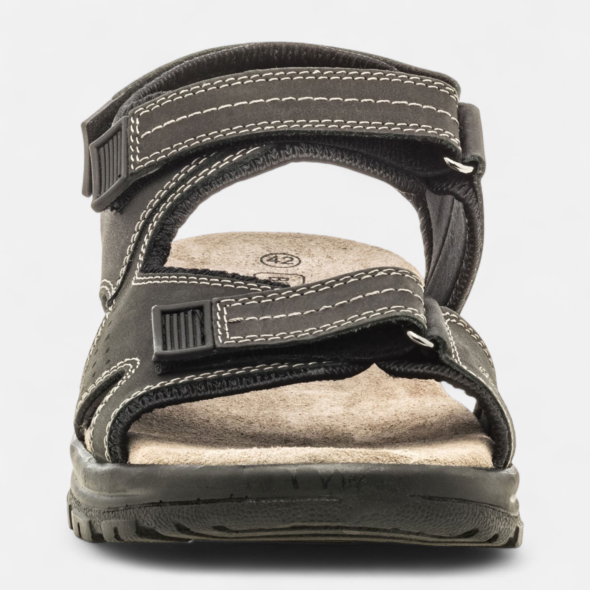 Nu-pieds confort Homme en cuir anthracite