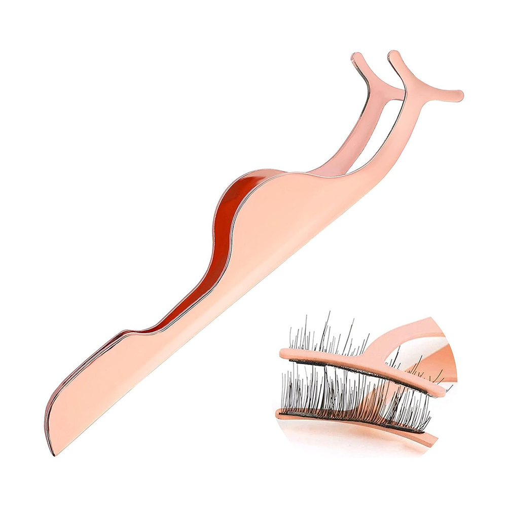 Karbonstahl Wimpern Pinzette gebogene Spitze Eyelash Make Up Tool Wimpernklemme - Roségold