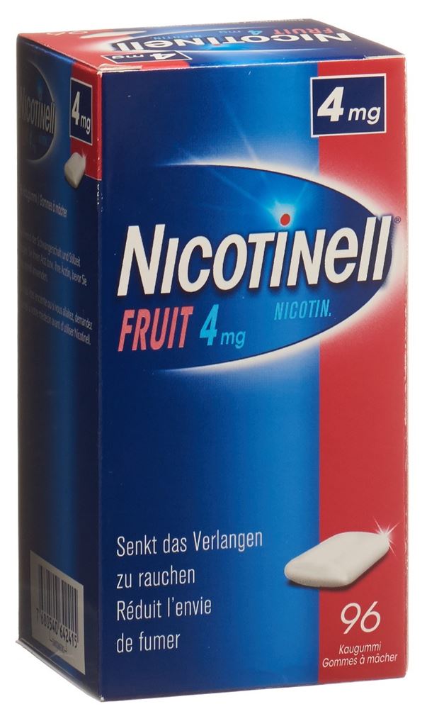 NICOTINELL Gum 4 mg<br>96 Stück, Blister, Wirkstoffhaltiger Kaugummi, fruit