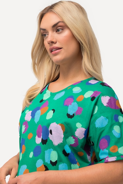 Longshirt, Punkte, A-Linie, Carree-Ausschnitt, Halbarm
