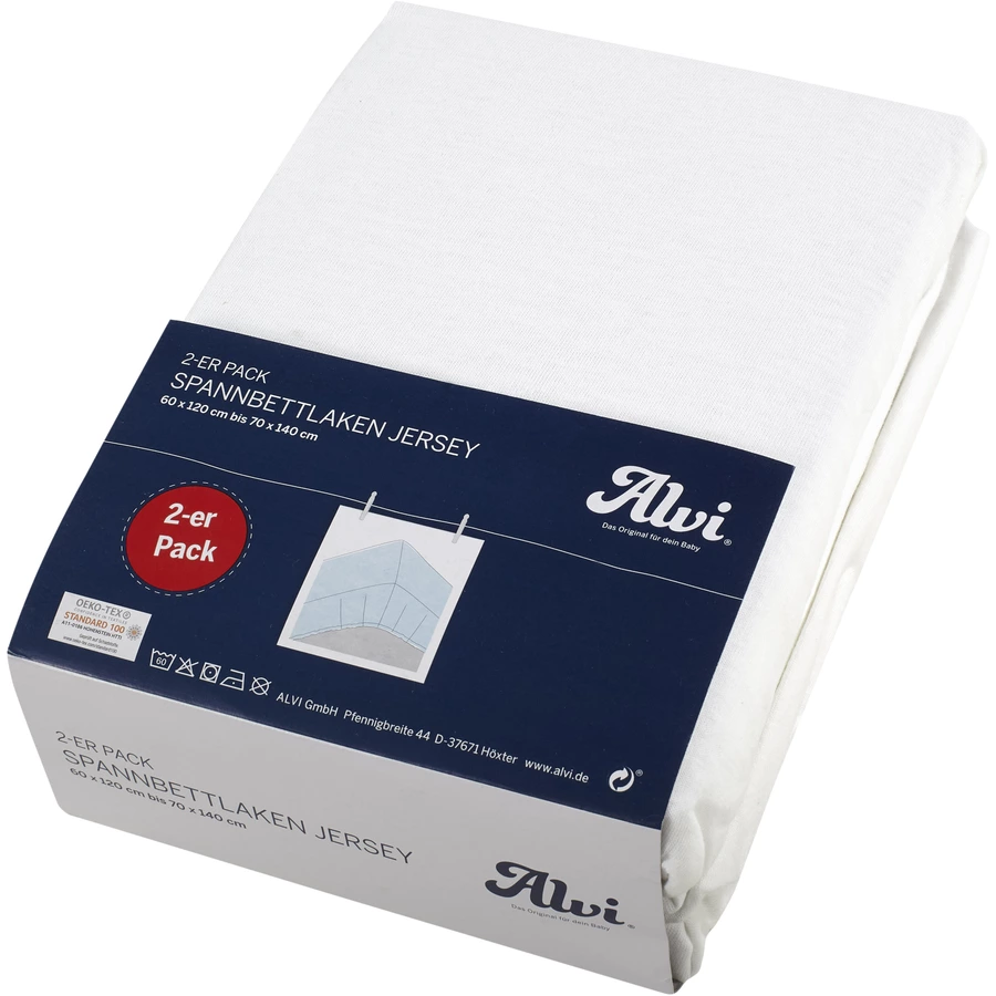 Alvi® Spannbettlaken Doppelpack weißweiß 70 x 140 cm