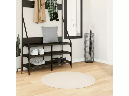 Tapis shaggy à poils longs moderne crème ø 80 cm