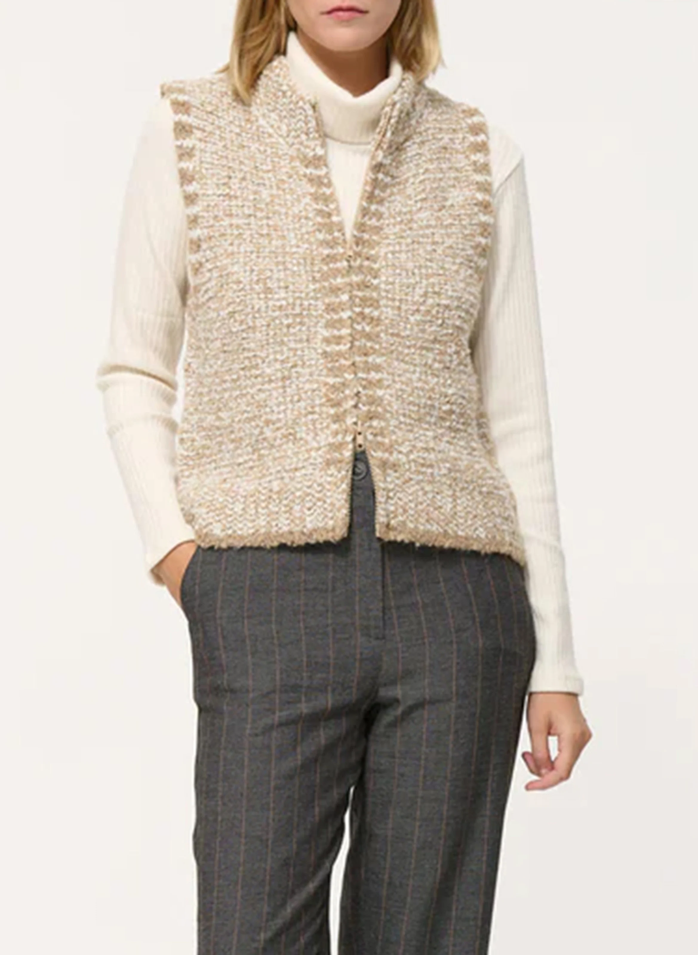 Blouson col montant droit en maille | Gris