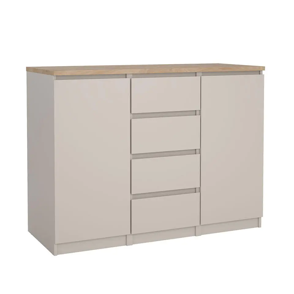 Hioshop Naia dressoir 2 deuren 4 lades eikdecor