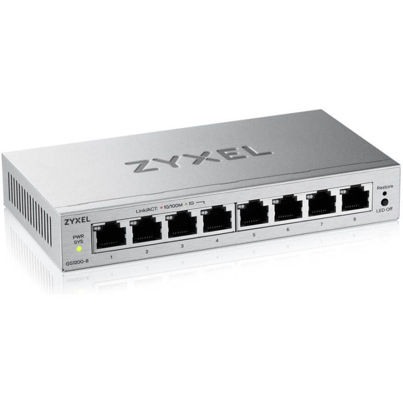 Zyxel GS1200-8V3 Géré L2 Gigabit Ethernet (10/100/1000) Bureau Gris