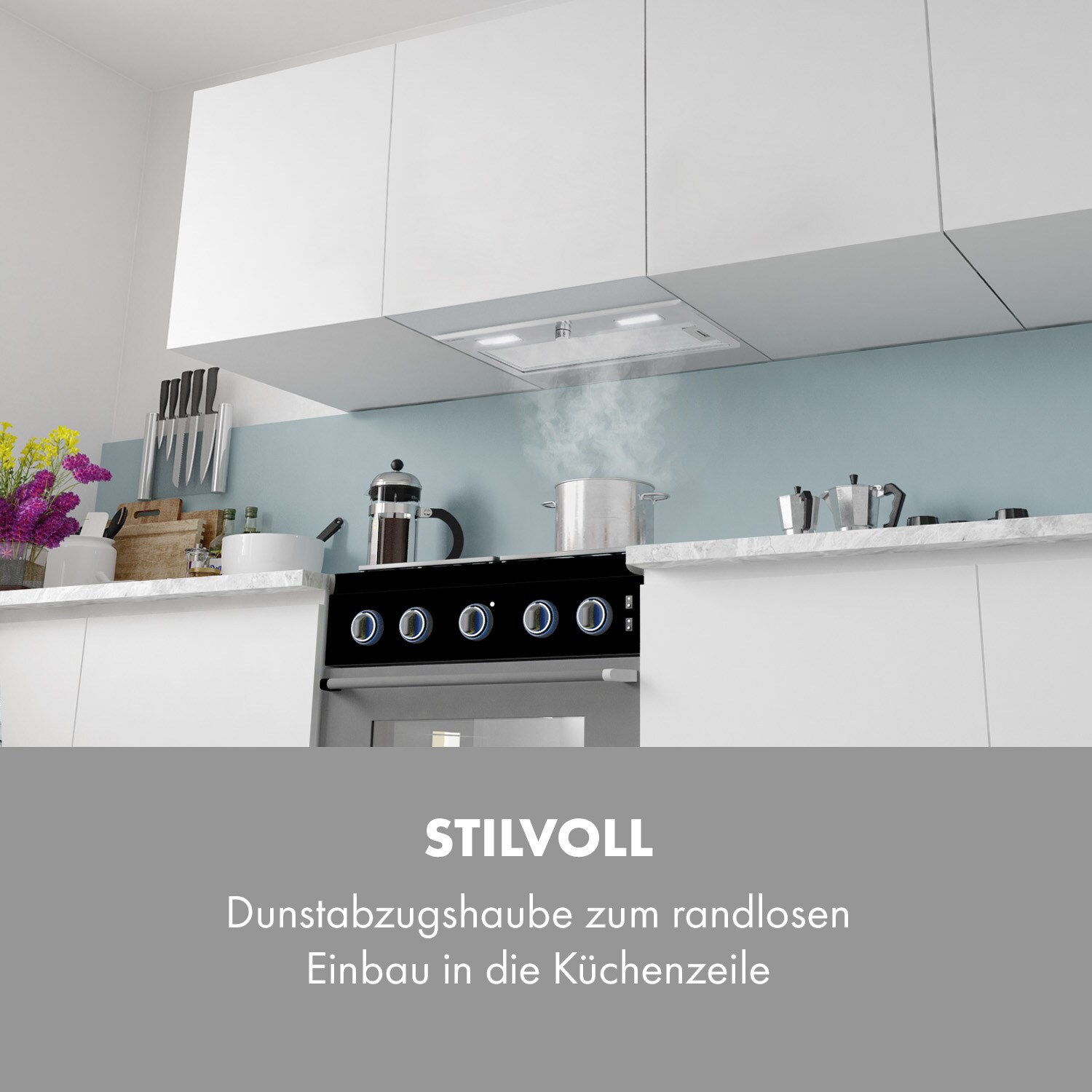 Simplica Dunstabzugshaube Einbau 70cm Abluft: 400 m³/h LED Edelstahl