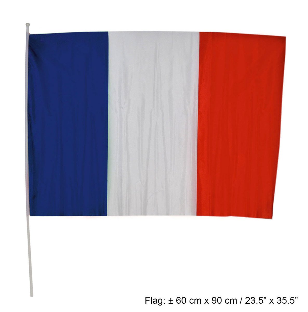 Drapeau équipe de france de football 60 x 90 cm avec baguette plastique