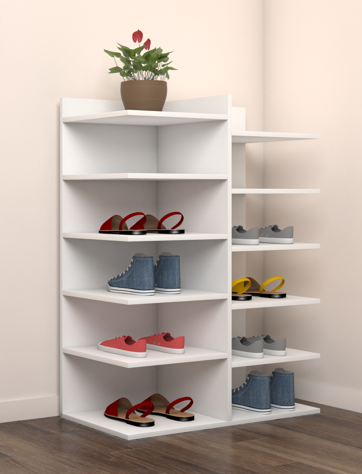 Schuhregal ENOSA - weiß - 12 offene Fächer - 60 cm