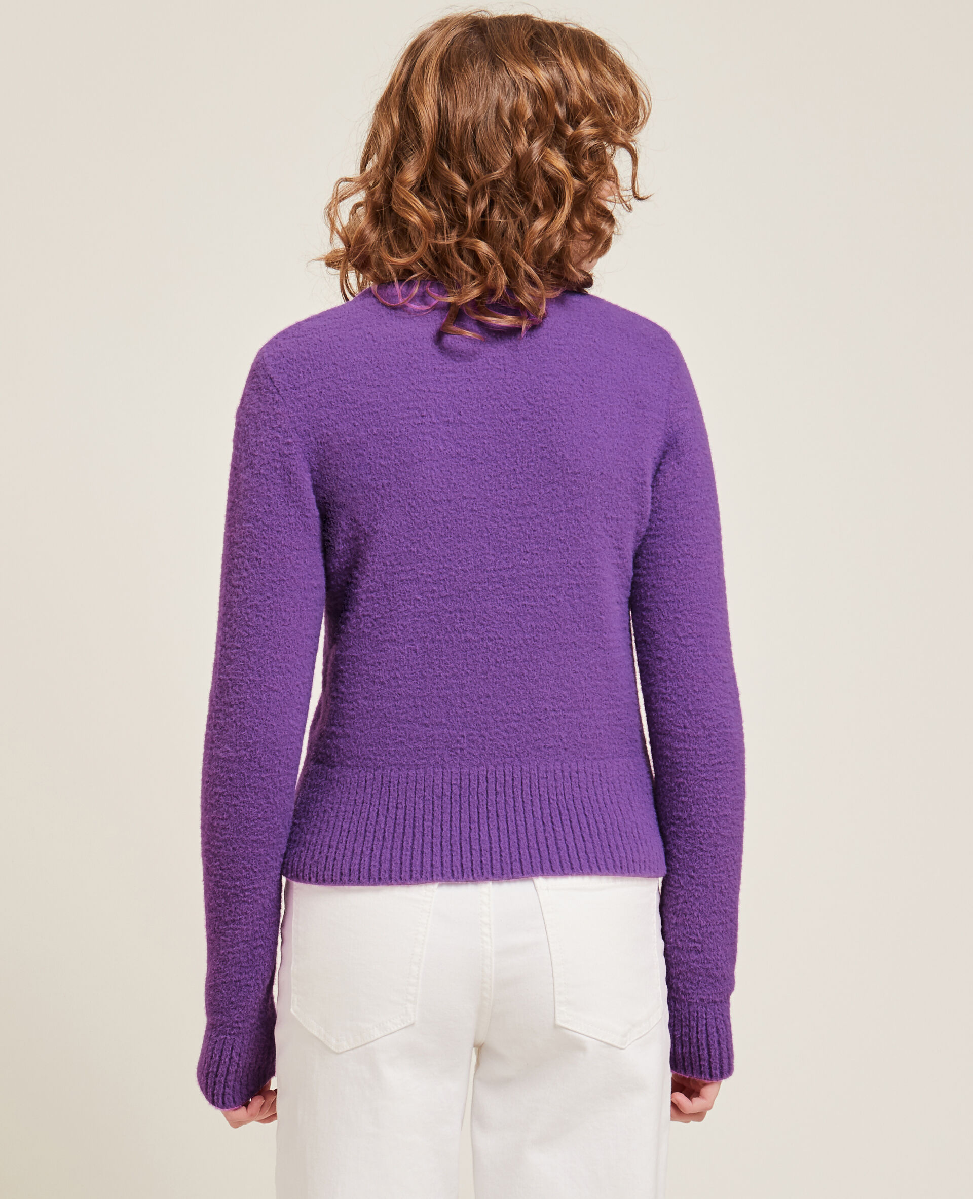 Pull col rond maille fluffy - Violet