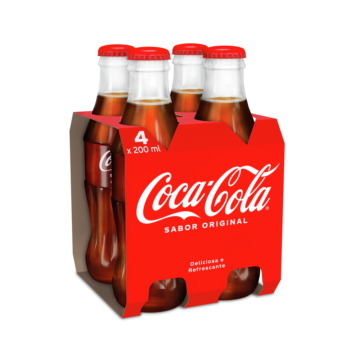 REFRIGERANTE COM GÁS COCA-COLA ORIGINAL VIDRO 4X0.20L