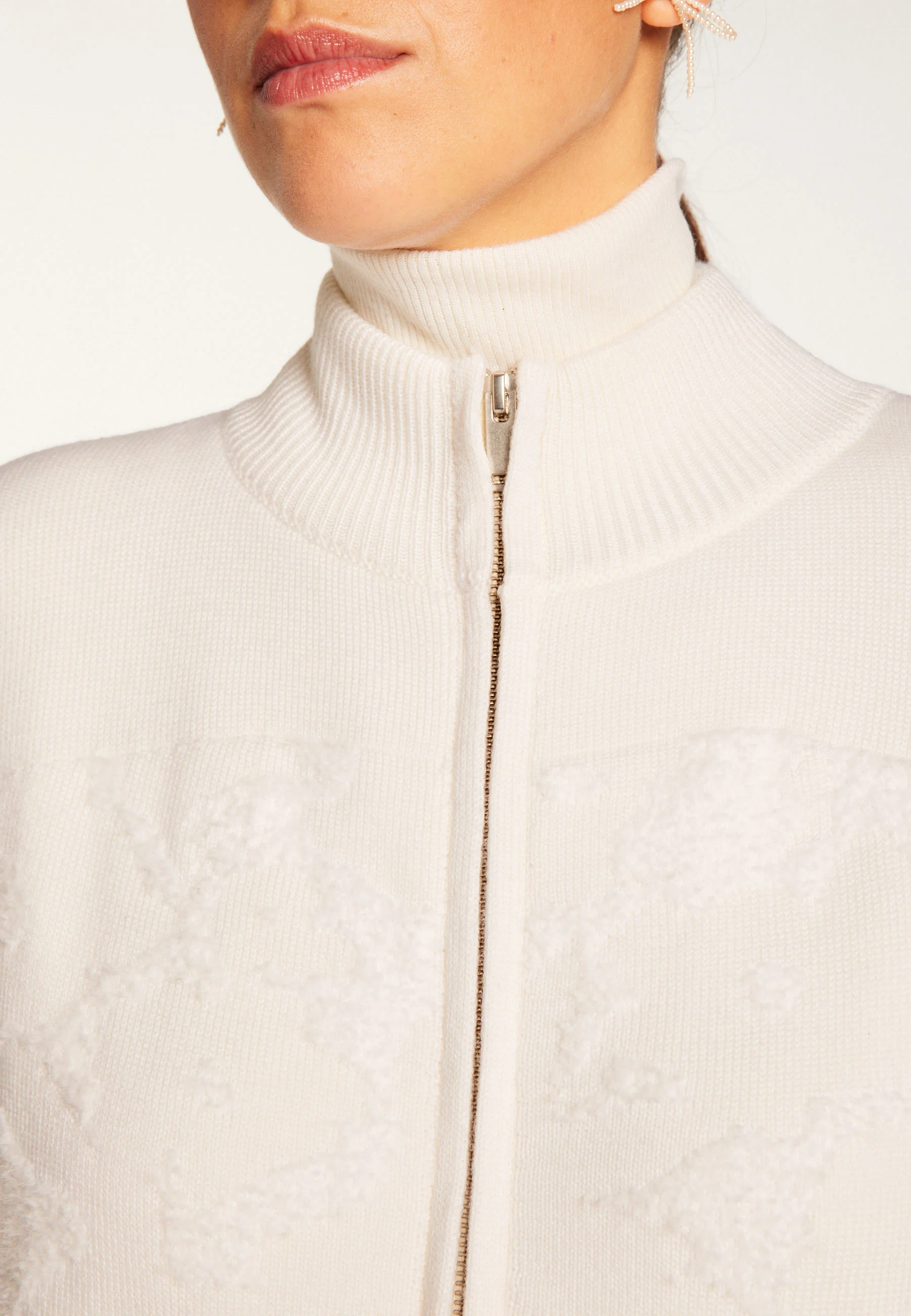 RUTHAH24 - Veste zippé sans manches en laine | Blanc