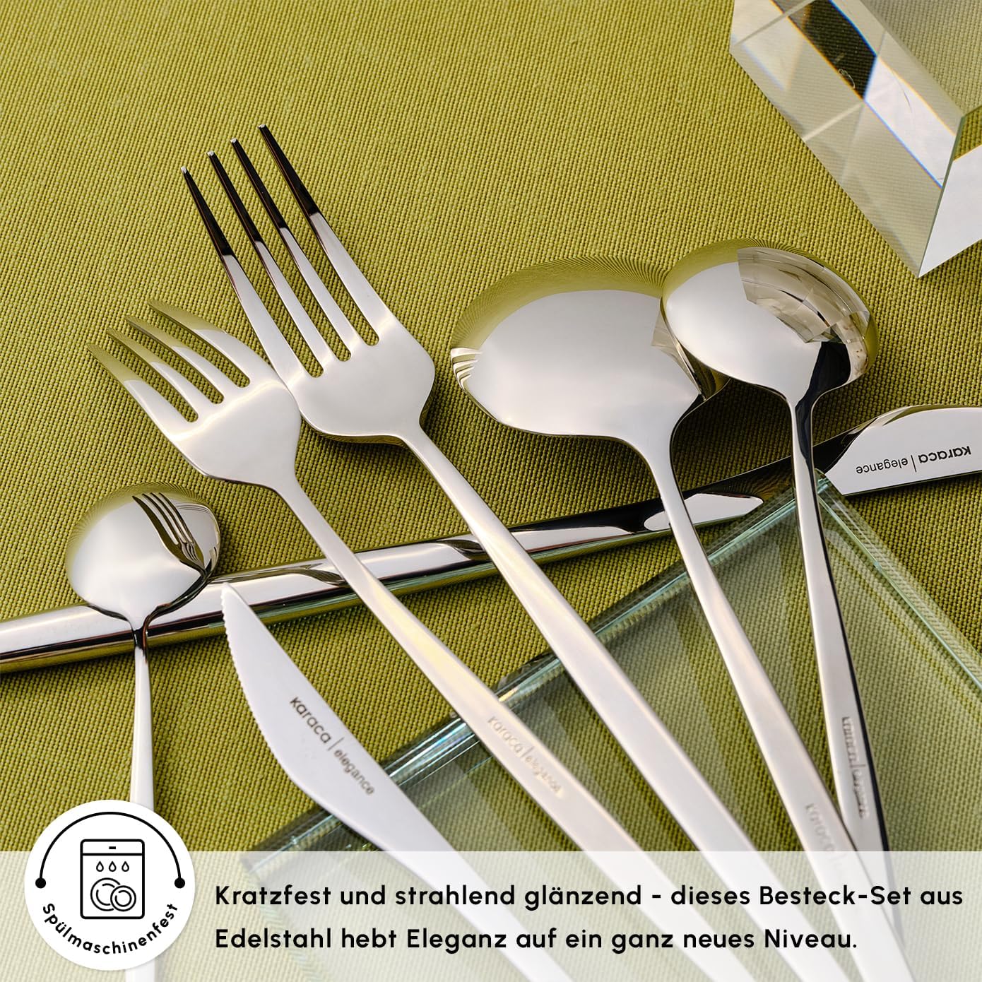 Karaca New Porto 84-teiliges Besteck Set für 12 Personen, Edelstahl-Besteckset, Elegante und vollständige Lösung für Ihr Esszimmer