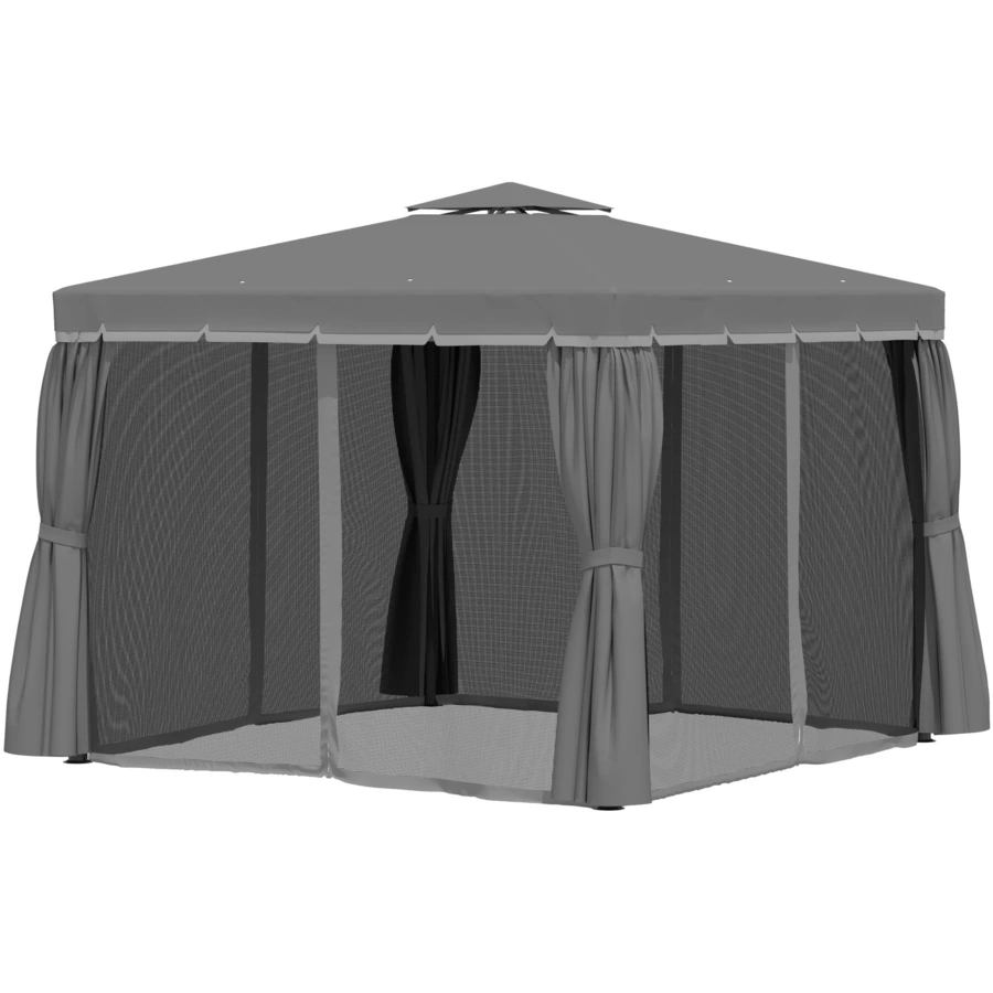 Outsunny Pavillon mit Doppeldach grau