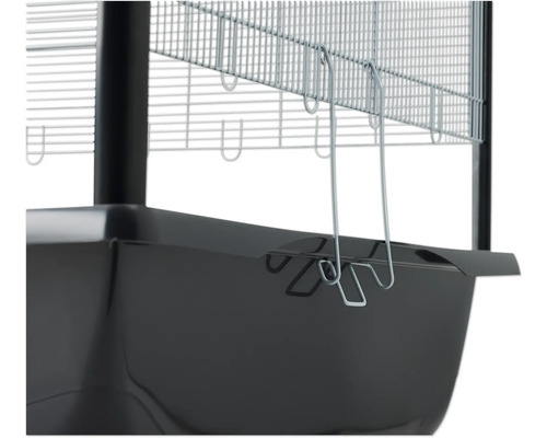 SAVIC Aura 120 Plexi Knockdown knaagdierkooi, ca. 118 x 64 x 62 cm, opvouwbaar, plexiglas frame, maaswijdte 6,5 mm, voor kleine knaagdieren, zwart/zilver