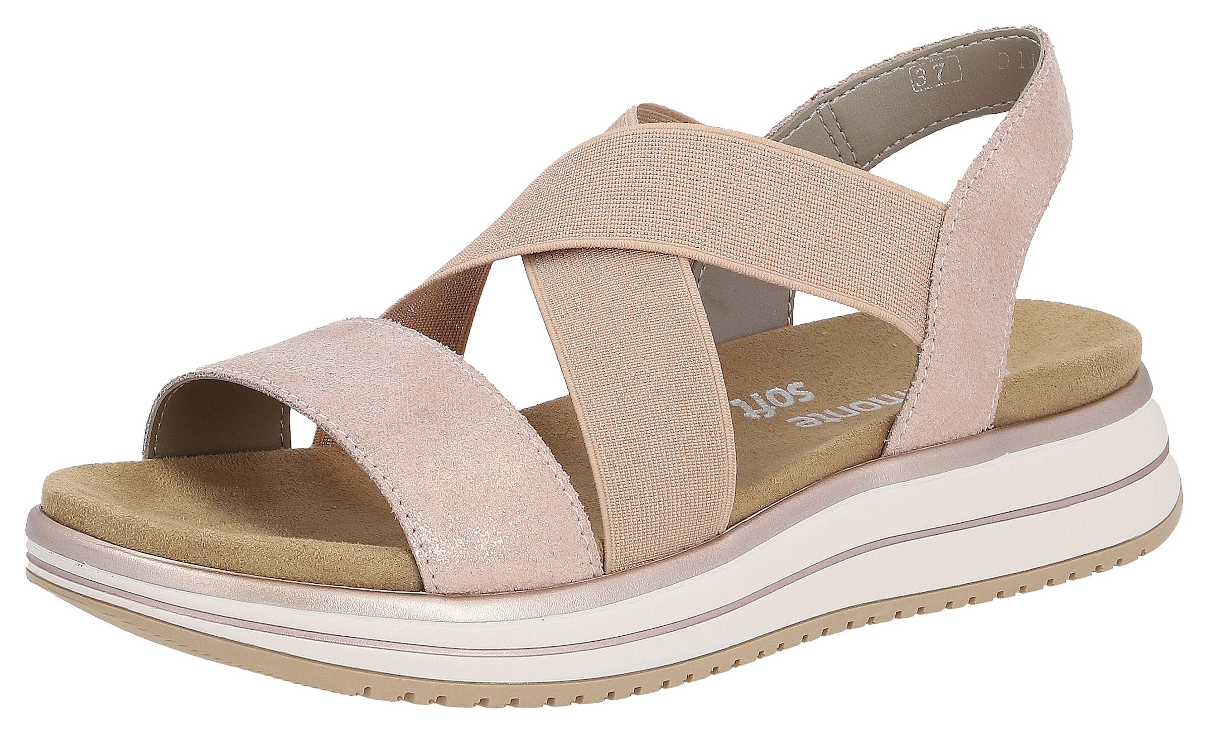 Remonte Riemchensandale  , Sommerschuh, Sandalette, Keilabsatz, mit praktischem Gummizug