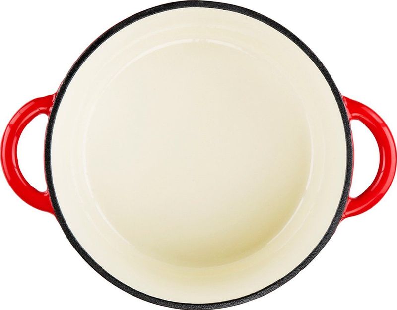 alpina Braadpan Gietijzer met Deksel - Bakpan ⌀ 24 cm - Alle Warmtebronnen - Rood