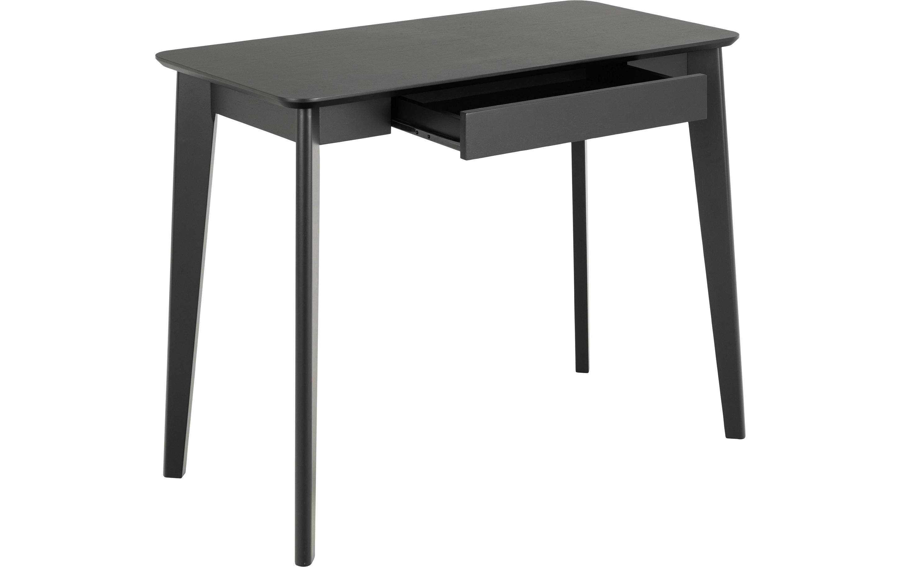 Tisch Roxby, Eiche, Schwarz<br>Schreibtisch mit Stauraum im skandinavischen Stil