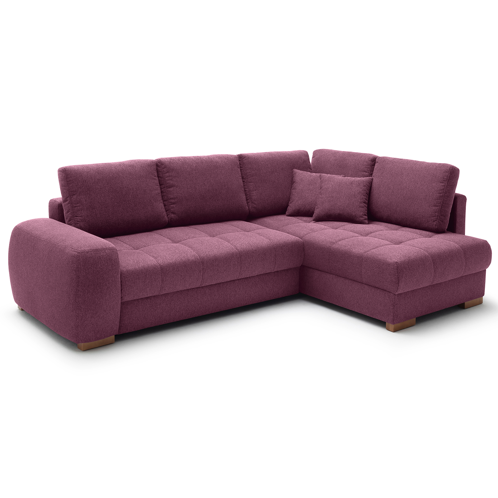 Ecksofa - burgundy - Boxspringfederung - Liegefunktion - Holzfüße