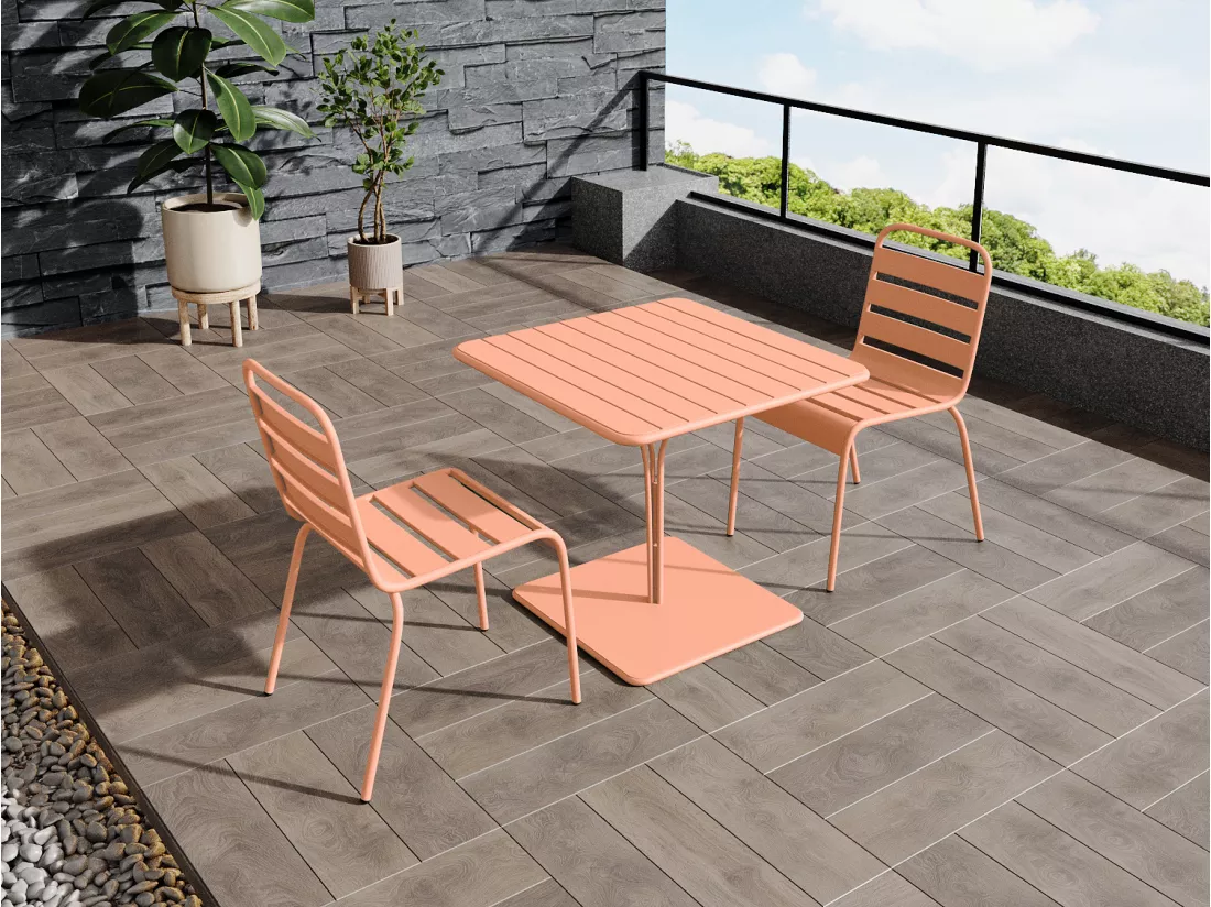 Table de jardin L.80 cm en métal - Orange clair - MIRMANDE de MYLIA