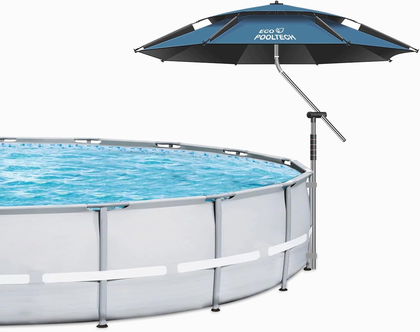 Sonnenschirm Pool, UV 100+ Sonnenschutz für Außenpools Windfest Stabil PU Poolschirm für Stahlrahmenpools Strandschirm Garten-Sonnenschirm