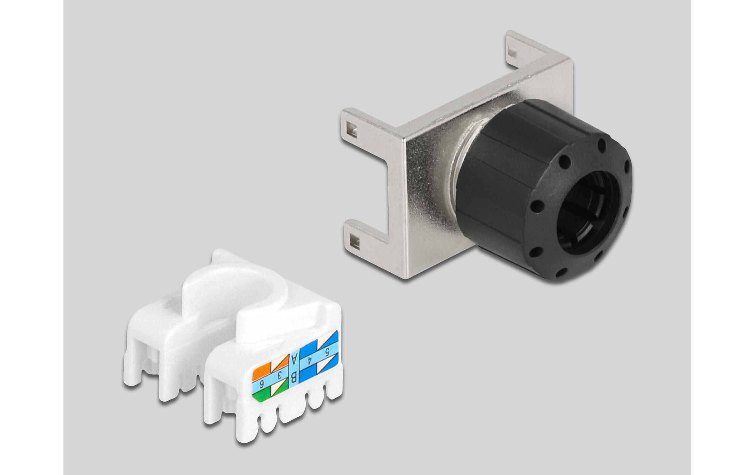 Keystone-Modul RJ45 - LSA, Cat.6A 180° werkzeugfrei, STPDelock Keystone Modul RJ45 Buchse zu LSA Cat.6A 180° werkzeugfrei Metall