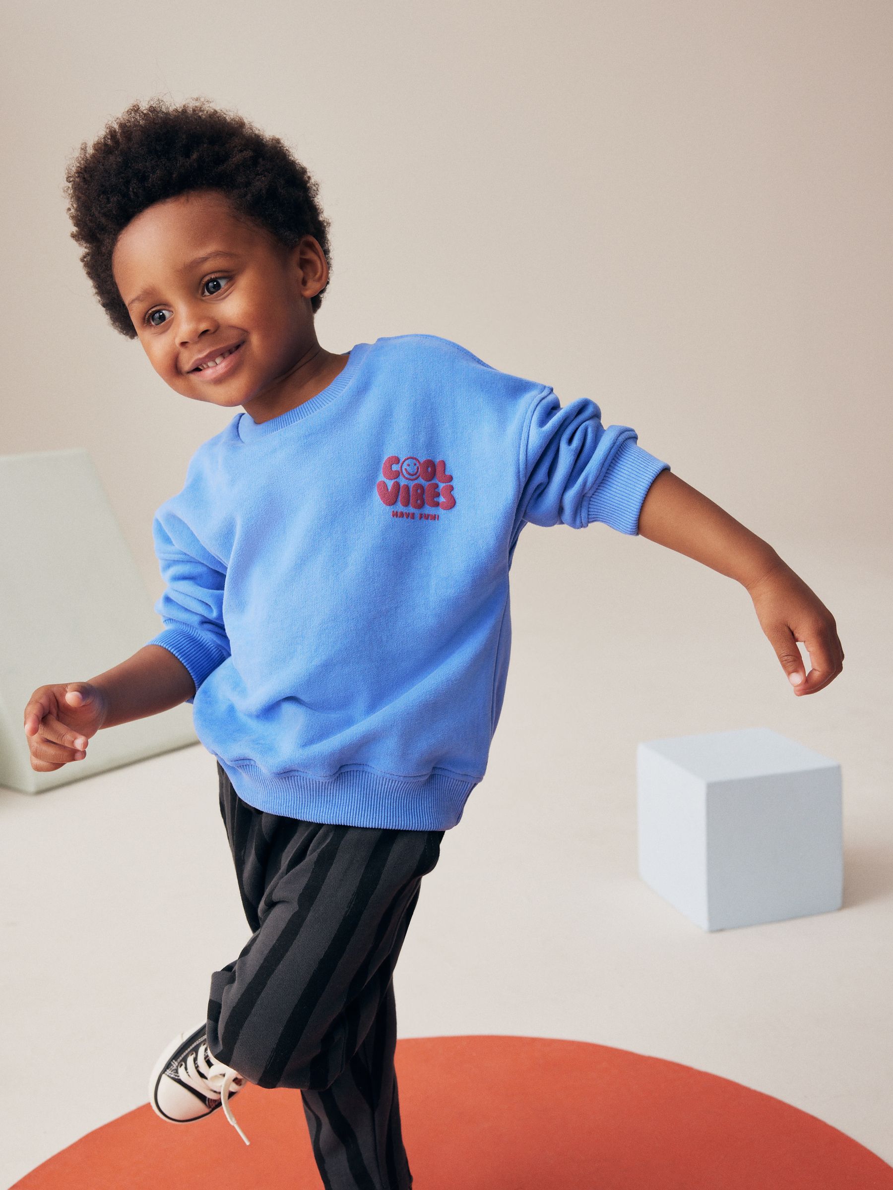 Blauw/grijs - Set met sweatshirt en joggingbroek met strepen (3mnd-7jr)
