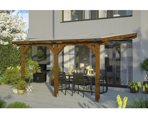 SKAN HOLZ Bormio terrasoverkapping, 434 x 250 cm, walnoot