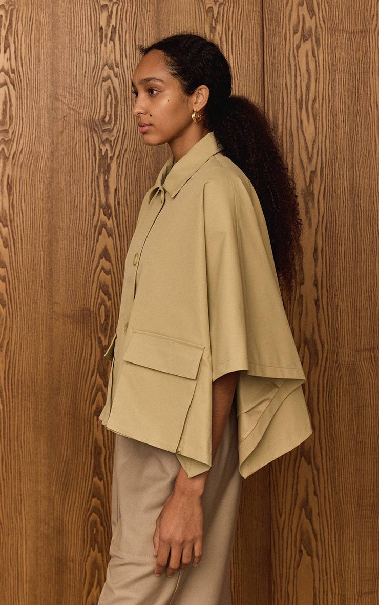 Gris Clair Veste Courte Style Trench À Manches Chauve-souris
