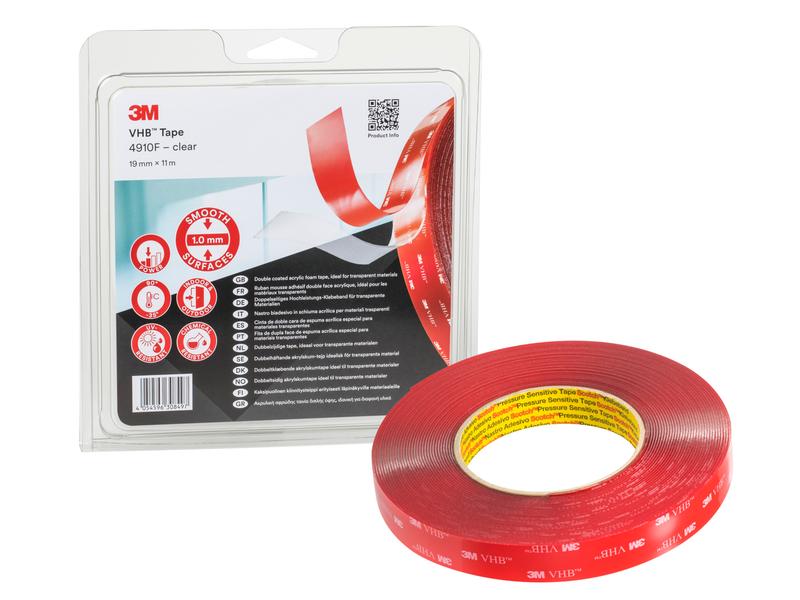 3M Doppelseitiges Klebeband 4910F/IPS 19 mm x 11 m, Transpa Doppelseitiges Montageband