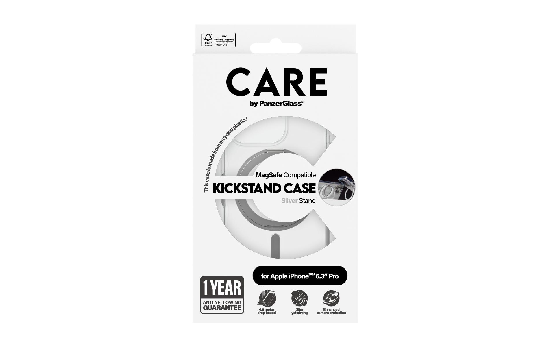 Back Cover Feature Kickstand iPhone 16 Pro SilberSchutzhülle für das Apple iPhone 16 Pro