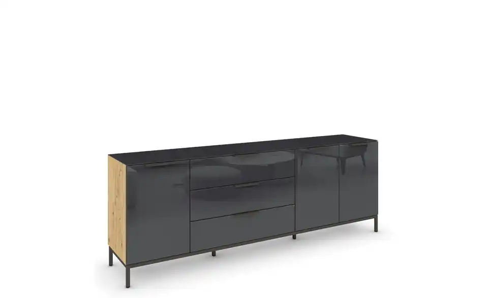 Sideboard Eiche Artisan (Nachbildung) Eiche Artisan (Nachbildung) Front: Glas, Oberboden: Glas Graphit