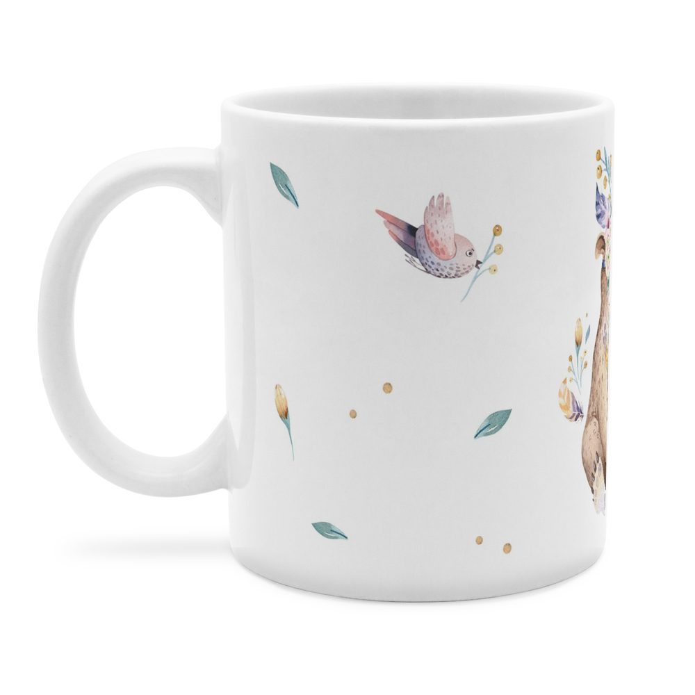 Personalisierte Panorama-Tasse, weiß (Motiv: Bär)