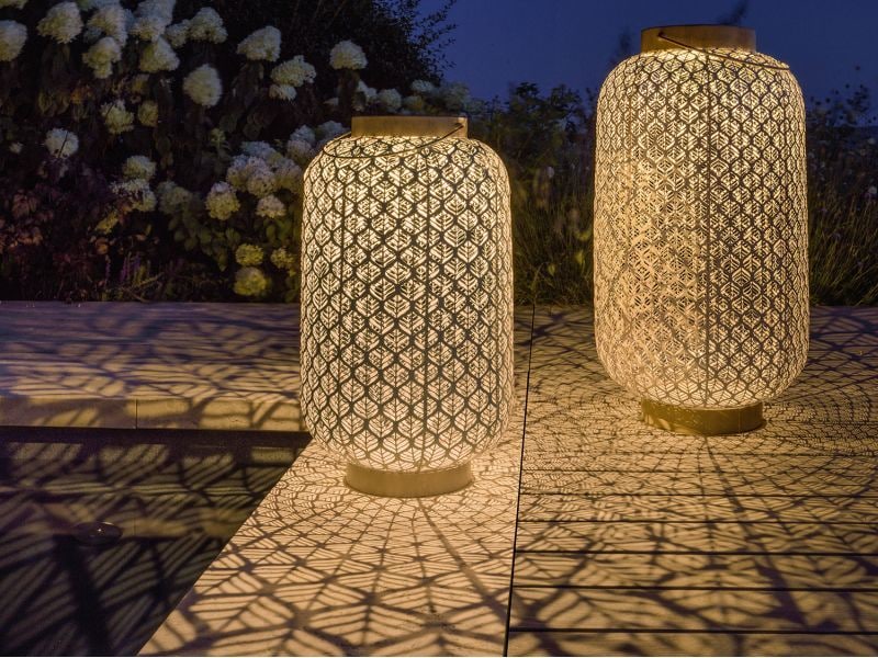 STT Laterne Solar Antic Grand Grafic, 75 cm, Hellbeige Solarleuchte zum Aufstellen oder Aufhängen