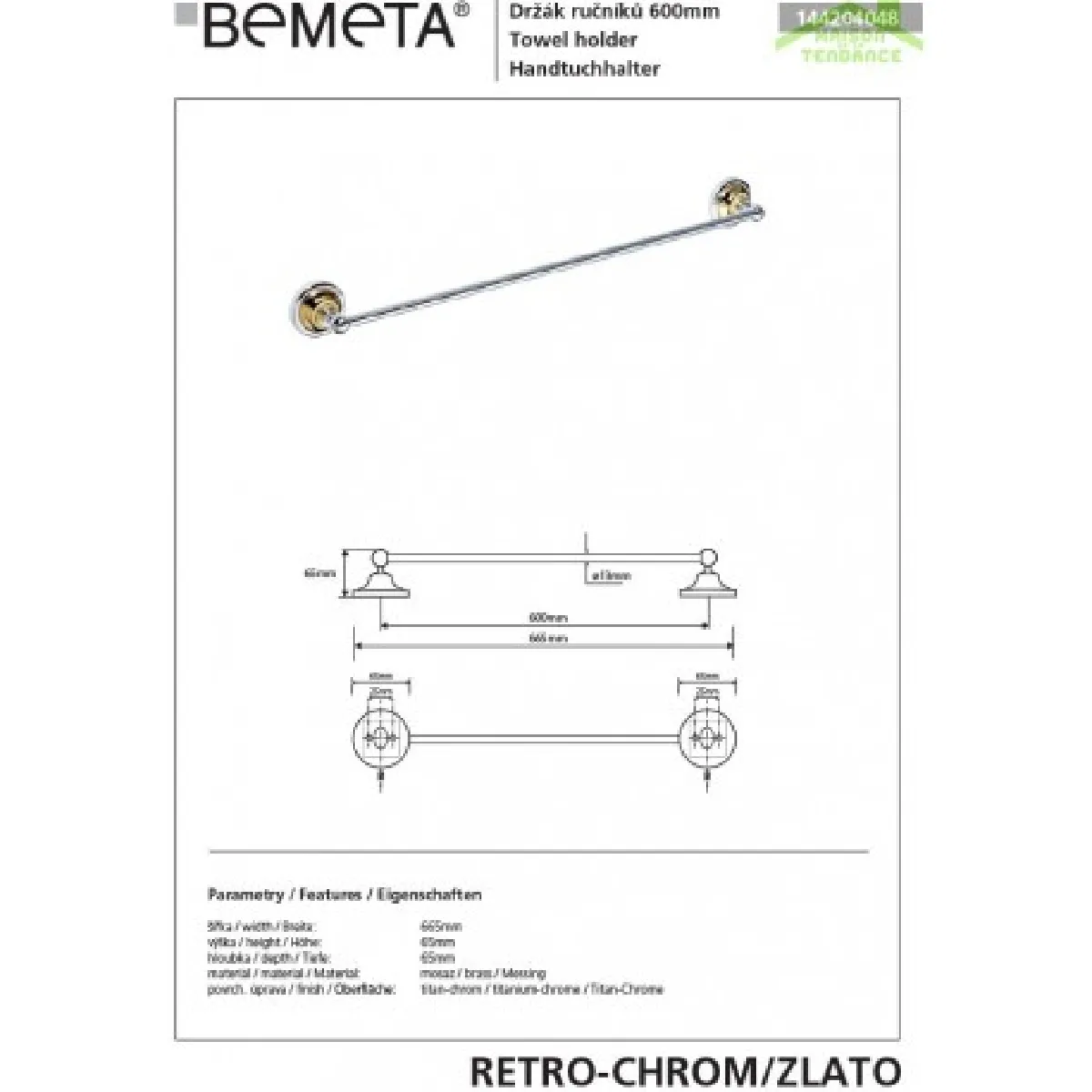 Bemeta - Maison De La Tendance Bemeta Retro Chromé-Or